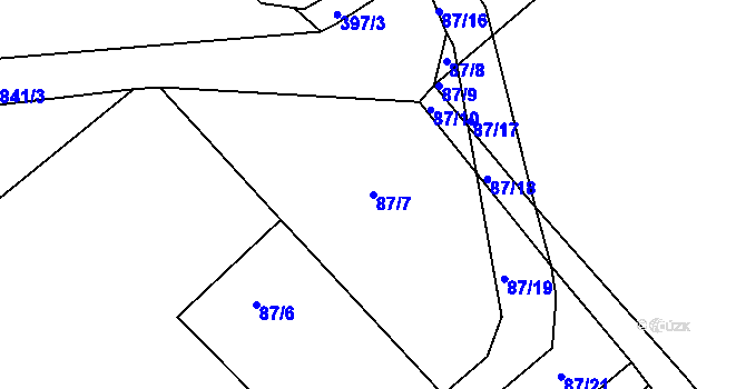 Parcela st. 87/7 v KÚ Horka u Žehušic, Katastrální mapa