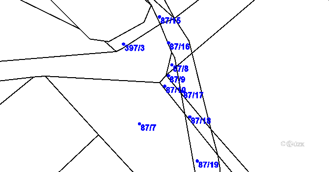 Parcela st. 87/10 v KÚ Horka u Žehušic, Katastrální mapa