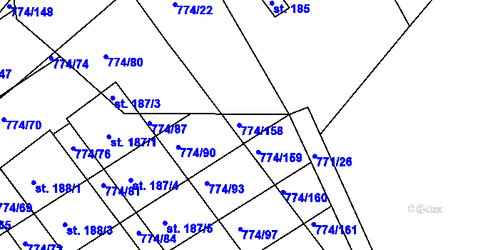 Parcela st. 774/158 v KÚ Horka u Žehušic, Katastrální mapa
