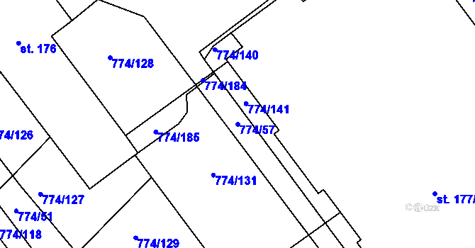 Parcela st. 774/57 v KÚ Horka u Žehušic, Katastrální mapa