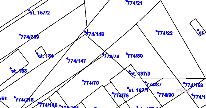 Parcela st. 774/74 v KÚ Horka u Žehušic, Katastrální mapa