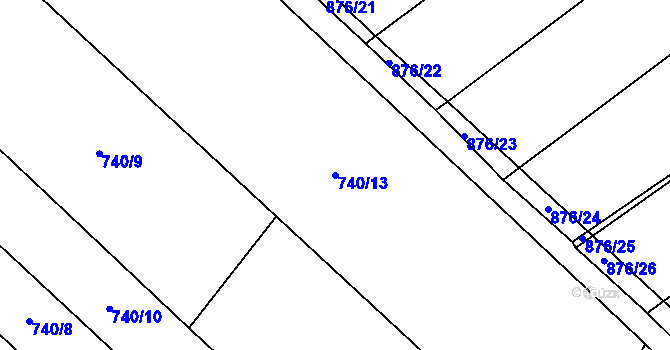 Parcela st. 740/13 v KÚ Horka u Žehušic, Katastrální mapa