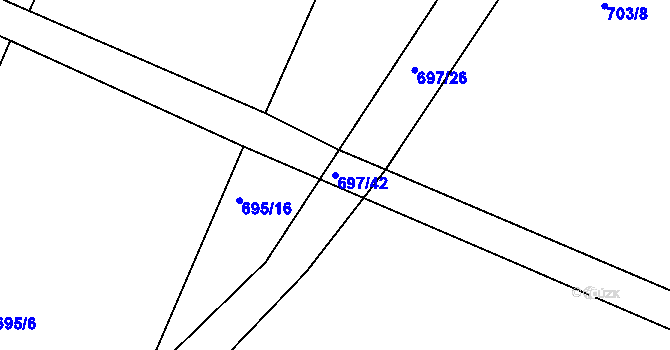 Parcela st. 697/42 v KÚ Horka u Žehušic, Katastrální mapa