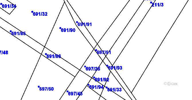 Parcela st. 697/51 v KÚ Horka u Žehušic, Katastrální mapa