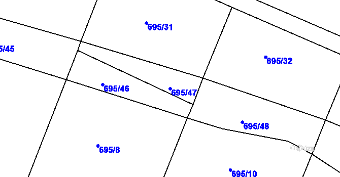 Parcela st. 695/47 v KÚ Horka u Žehušic, Katastrální mapa