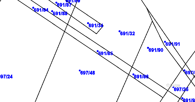 Parcela st. 691/85 v KÚ Horka u Žehušic, Katastrální mapa