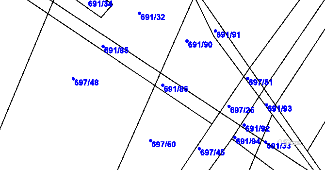Parcela st. 691/86 v KÚ Horka u Žehušic, Katastrální mapa