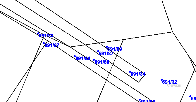 Parcela st. 691/87 v KÚ Horka u Žehušic, Katastrální mapa