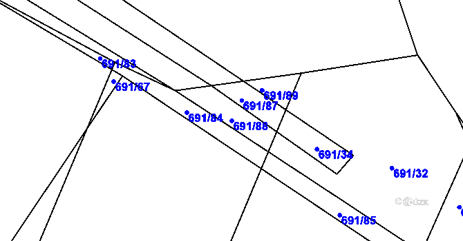 Parcela st. 691/88 v KÚ Horka u Žehušic, Katastrální mapa