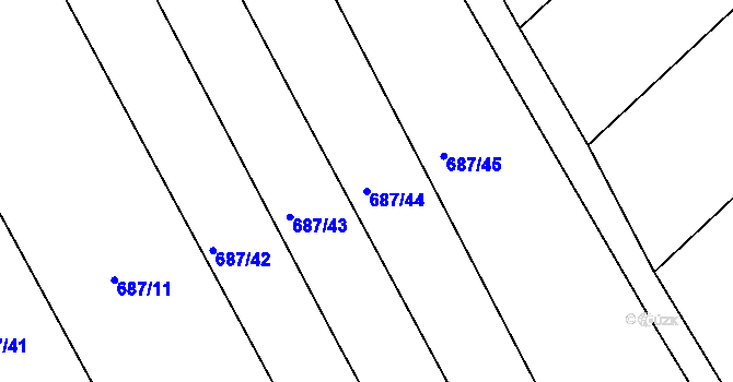 Parcela st. 687/44 v KÚ Horka u Žehušic, Katastrální mapa
