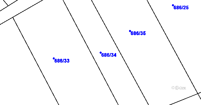 Parcela st. 686/34 v KÚ Horka u Žehušic, Katastrální mapa