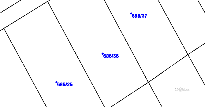 Parcela st. 686/36 v KÚ Horka u Žehušic, Katastrální mapa