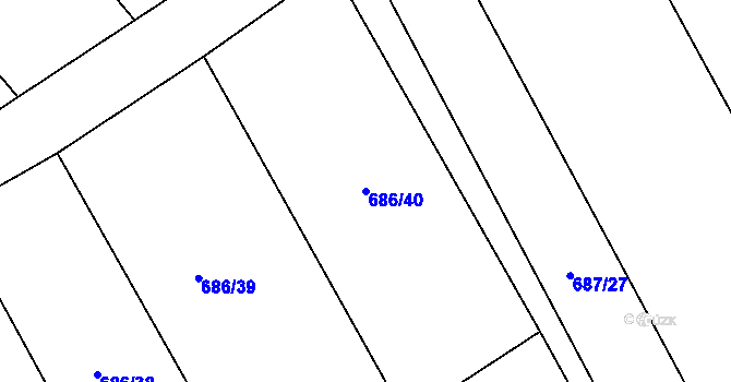 Parcela st. 686/40 v KÚ Horka u Žehušic, Katastrální mapa
