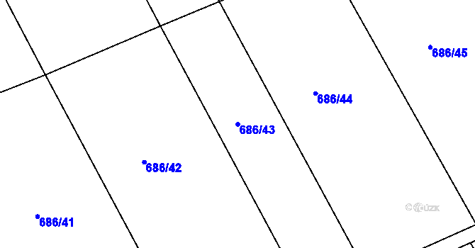 Parcela st. 686/43 v KÚ Horka u Žehušic, Katastrální mapa