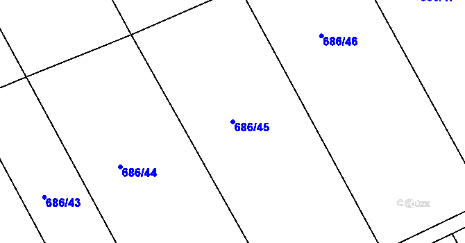 Parcela st. 686/45 v KÚ Horka u Žehušic, Katastrální mapa