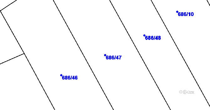 Parcela st. 686/47 v KÚ Horka u Žehušic, Katastrální mapa
