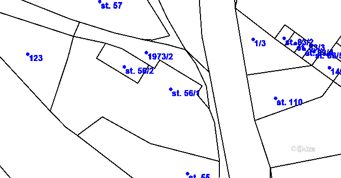 Parcela st. 56/1 v KÚ Horušice, Katastrální mapa