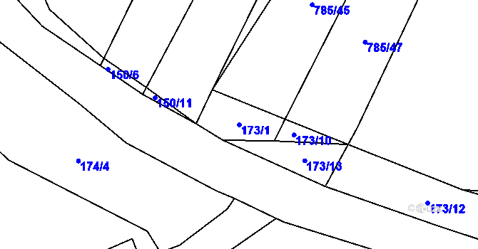 Parcela st. 173/1 v KÚ Horušice, Katastrální mapa
