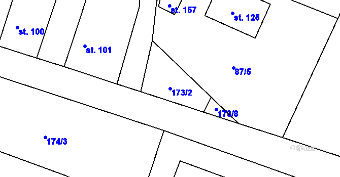 Parcela st. 173/2 v KÚ Horušice, Katastrální mapa