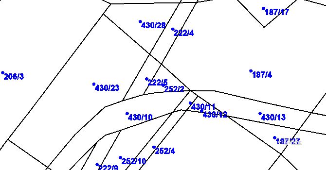 Parcela st. 252/2 v KÚ Horušice, Katastrální mapa