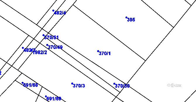 Parcela st. 370/1 v KÚ Horušice, Katastrální mapa