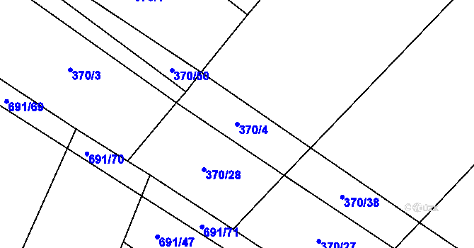 Parcela st. 370/4 v KÚ Horušice, Katastrální mapa