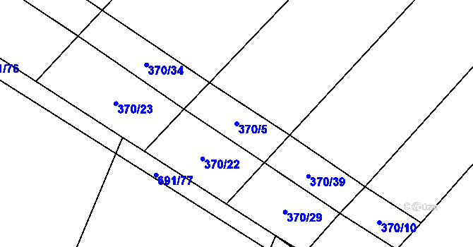 Parcela st. 370/5 v KÚ Horušice, Katastrální mapa