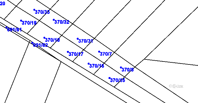 Parcela st. 370/7 v KÚ Horušice, Katastrální mapa