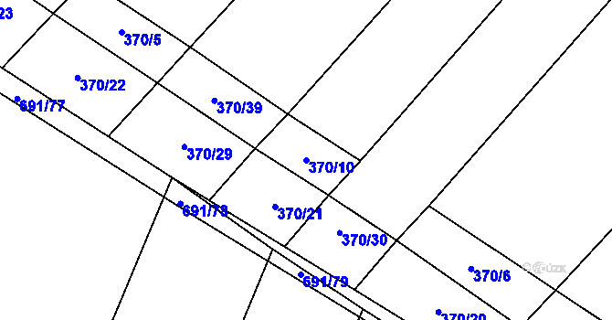 Parcela st. 370/10 v KÚ Horušice, Katastrální mapa