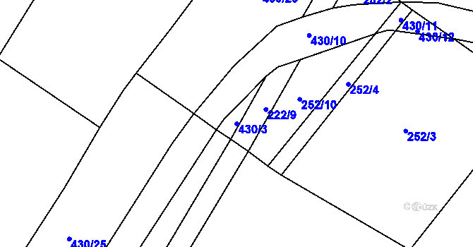 Parcela st. 430/3 v KÚ Horušice, Katastrální mapa