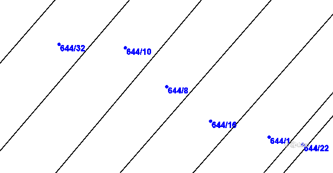 Parcela st. 644/8 v KÚ Horušice, Katastrální mapa