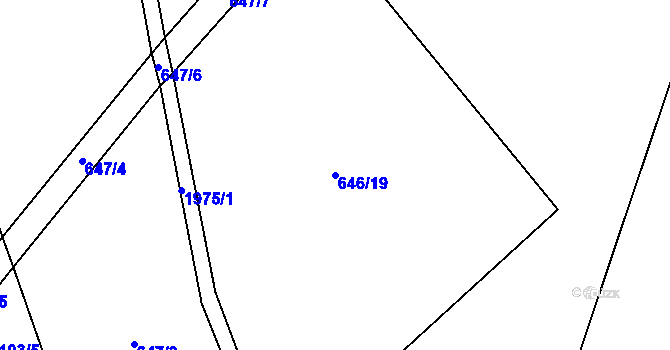 Parcela st. 646/19 v KÚ Horušice, Katastrální mapa