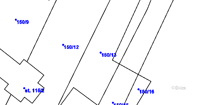 Parcela st. 150/13 v KÚ Horušice, Katastrální mapa