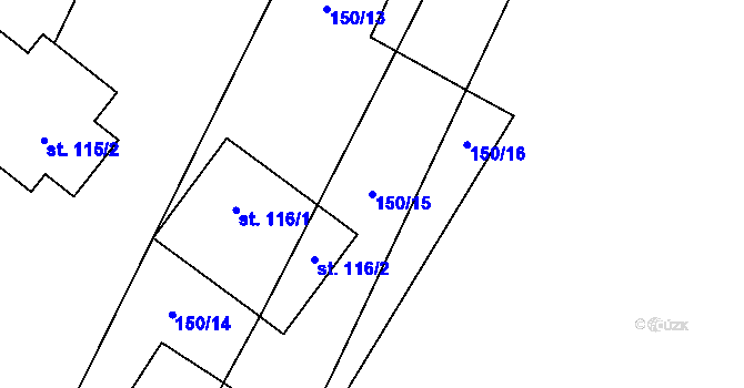 Parcela st. 150/15 v KÚ Horušice, Katastrální mapa