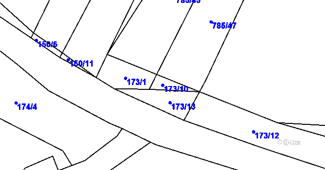 Parcela st. 173/10 v KÚ Horušice, Katastrální mapa