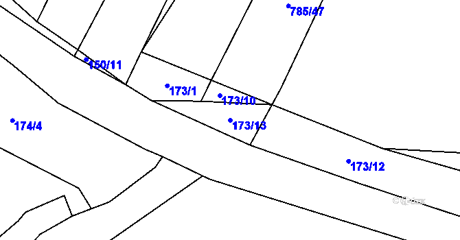 Parcela st. 173/13 v KÚ Horušice, Katastrální mapa
