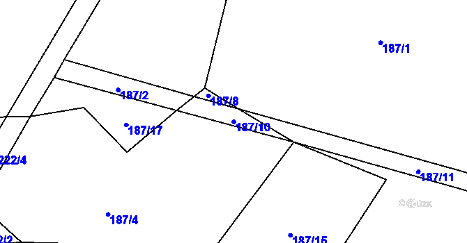 Parcela st. 187/10 v KÚ Horušice, Katastrální mapa