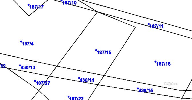 Parcela st. 187/15 v KÚ Horušice, Katastrální mapa