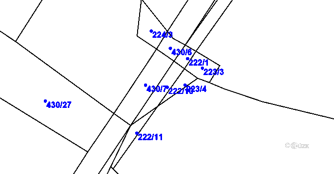 Parcela st. 222/10 v KÚ Horušice, Katastrální mapa