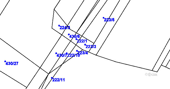 Parcela st. 223/3 v KÚ Horušice, Katastrální mapa