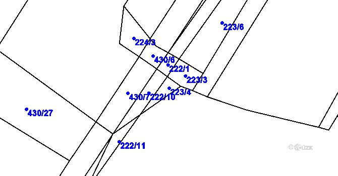 Parcela st. 223/4 v KÚ Horušice, Katastrální mapa