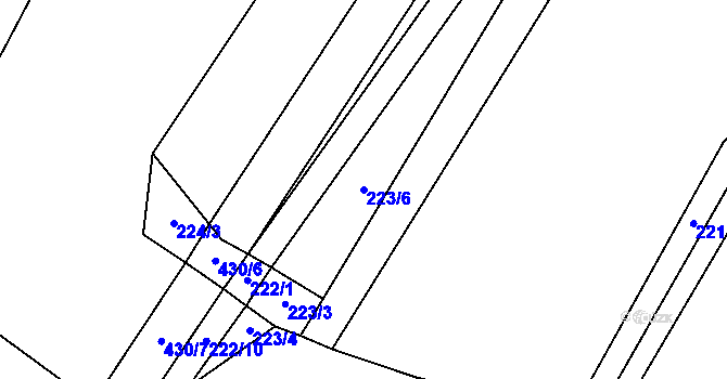 Parcela st. 223/6 v KÚ Horušice, Katastrální mapa