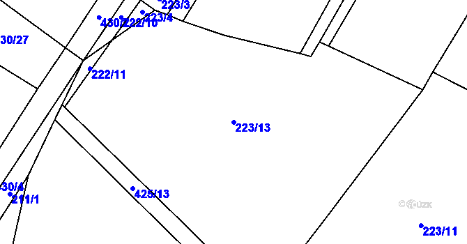 Parcela st. 223/13 v KÚ Horušice, Katastrální mapa
