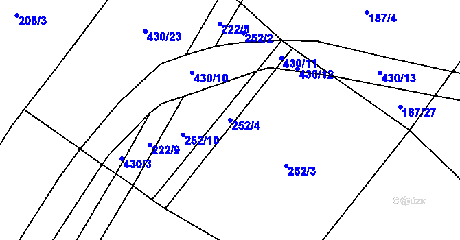 Parcela st. 252/4 v KÚ Horušice, Katastrální mapa