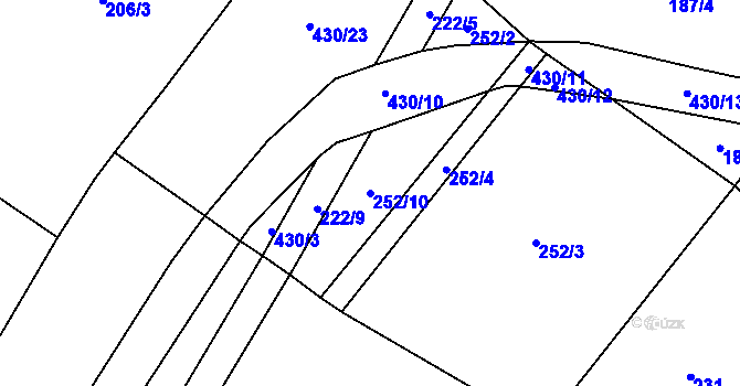 Parcela st. 252/10 v KÚ Horušice, Katastrální mapa