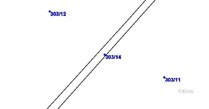Parcela st. 303/14 v KÚ Horušice, Katastrální mapa