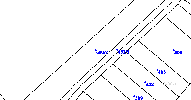 Parcela st. 500/8 v KÚ Horušice, Katastrální mapa
