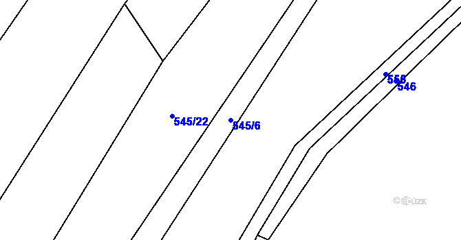 Parcela st. 545/6 v KÚ Horušice, Katastrální mapa