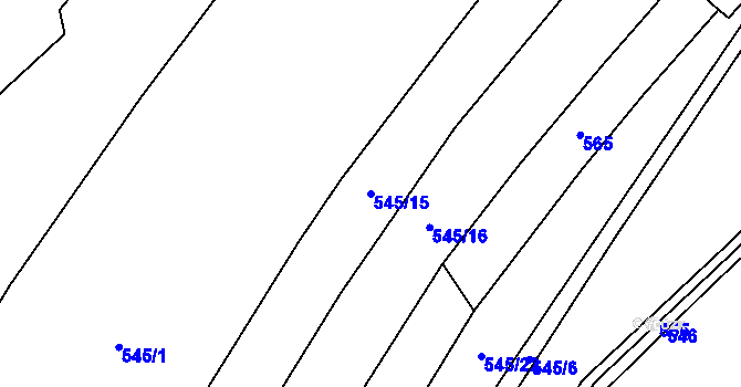 Parcela st. 545/15 v KÚ Horušice, Katastrální mapa