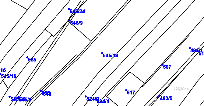 Parcela st. 545/19 v KÚ Horušice, Katastrální mapa